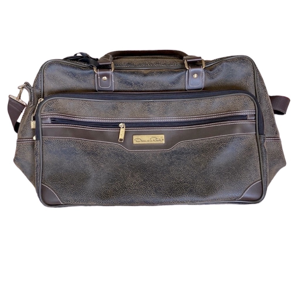 Vintage Oscar De La Renta | Faux Leather Pebbled Luggage Travel Bag